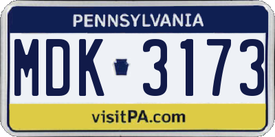 PA license plate MDK3173