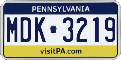 PA license plate MDK3219