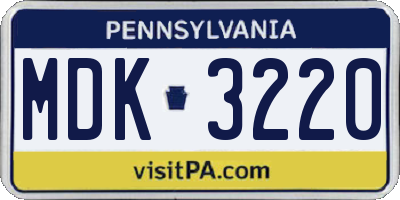 PA license plate MDK3220