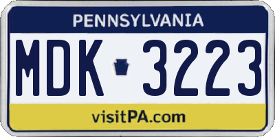 PA license plate MDK3223