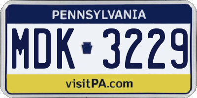 PA license plate MDK3229