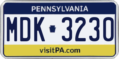 PA license plate MDK3230