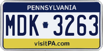 PA license plate MDK3263