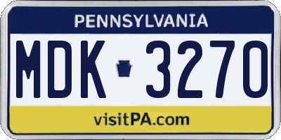 PA license plate MDK3270