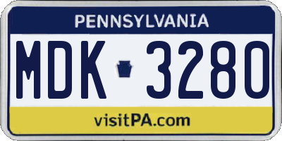 PA license plate MDK3280