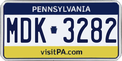 PA license plate MDK3282