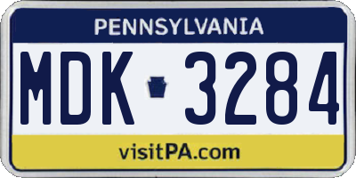 PA license plate MDK3284