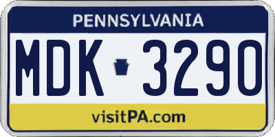 PA license plate MDK3290