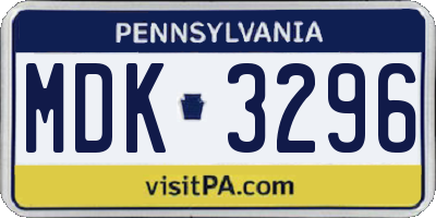 PA license plate MDK3296