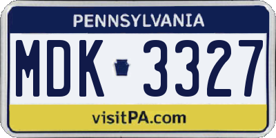 PA license plate MDK3327