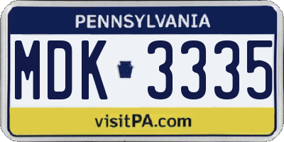 PA license plate MDK3335