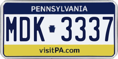 PA license plate MDK3337
