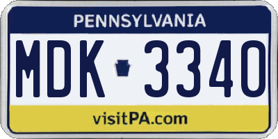 PA license plate MDK3340