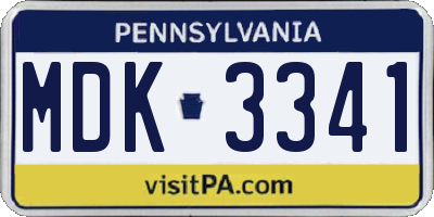 PA license plate MDK3341