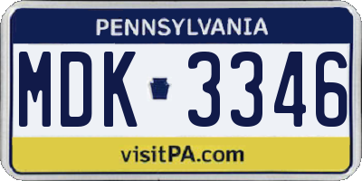 PA license plate MDK3346