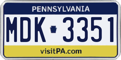 PA license plate MDK3351