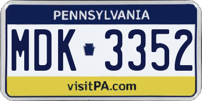 PA license plate MDK3352