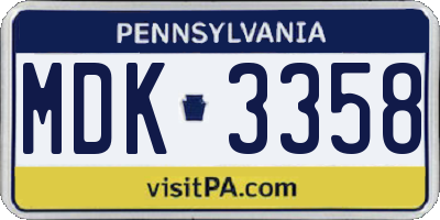 PA license plate MDK3358
