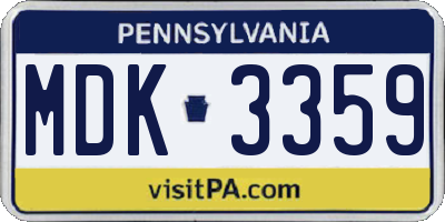 PA license plate MDK3359