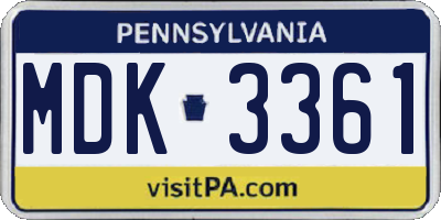 PA license plate MDK3361