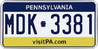 PA license plate MDK3381