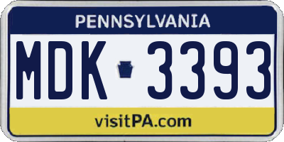 PA license plate MDK3393