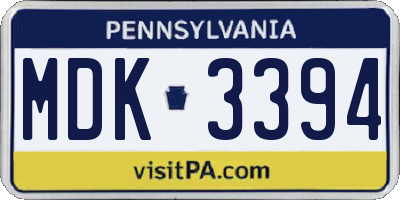 PA license plate MDK3394