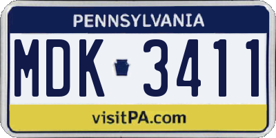 PA license plate MDK3411