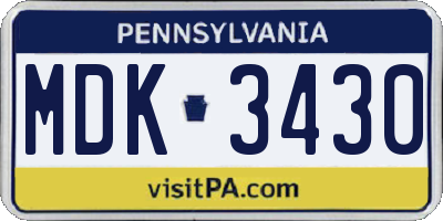 PA license plate MDK3430