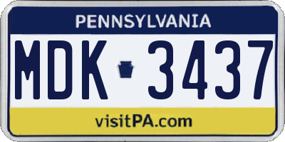 PA license plate MDK3437