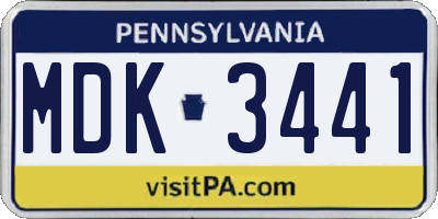 PA license plate MDK3441