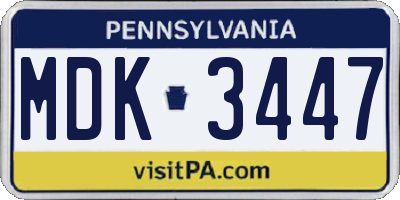 PA license plate MDK3447