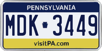 PA license plate MDK3449