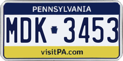 PA license plate MDK3453