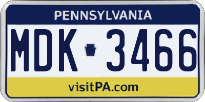 PA license plate MDK3466