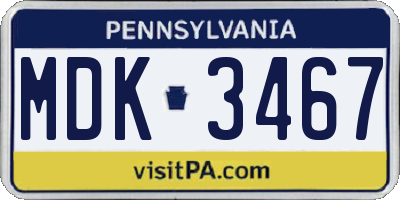 PA license plate MDK3467