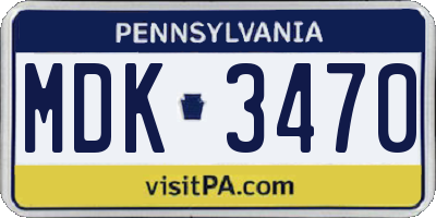 PA license plate MDK3470