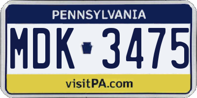 PA license plate MDK3475