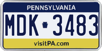 PA license plate MDK3483