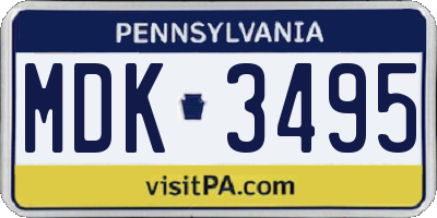 PA license plate MDK3495