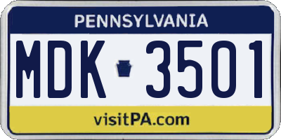 PA license plate MDK3501