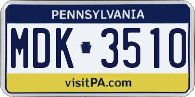 PA license plate MDK3510