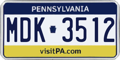 PA license plate MDK3512