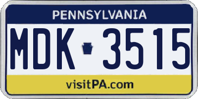 PA license plate MDK3515