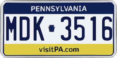 PA license plate MDK3516