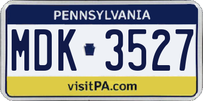 PA license plate MDK3527