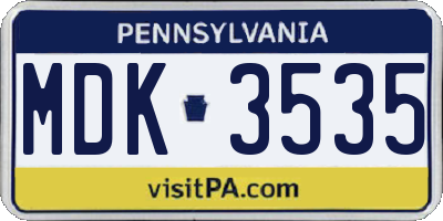PA license plate MDK3535