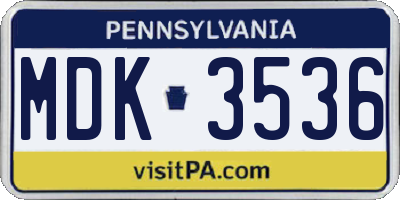 PA license plate MDK3536