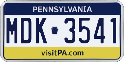 PA license plate MDK3541