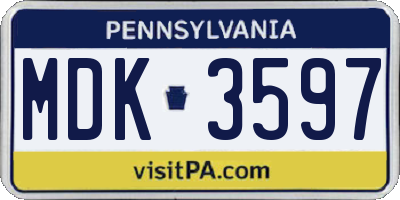 PA license plate MDK3597